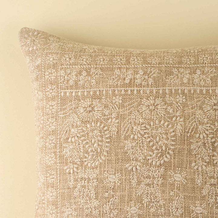 NINA EMBROIDERED PILLOW, IVORY
