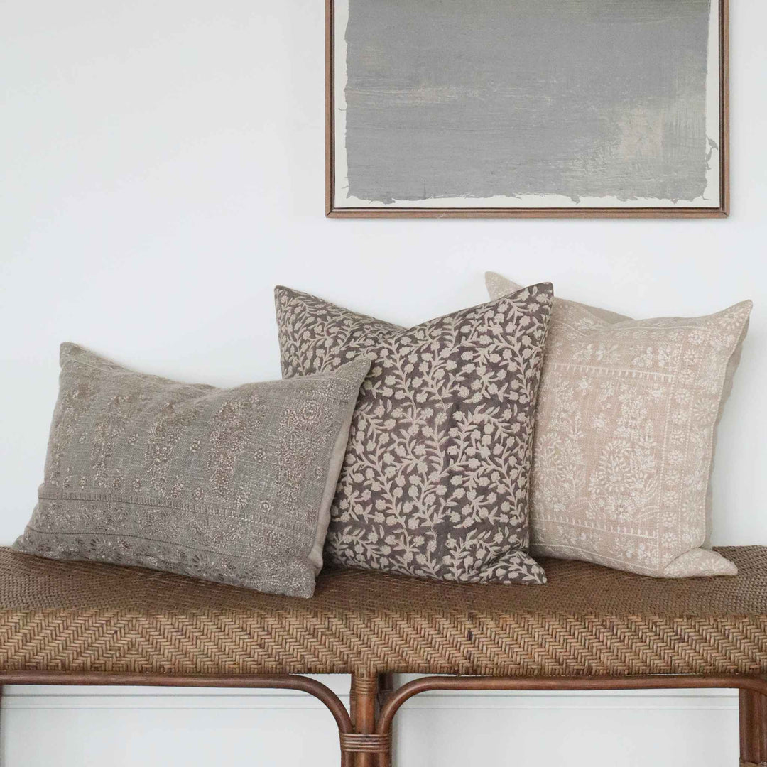 NINA EMBROIDERED PILLOW, ASH