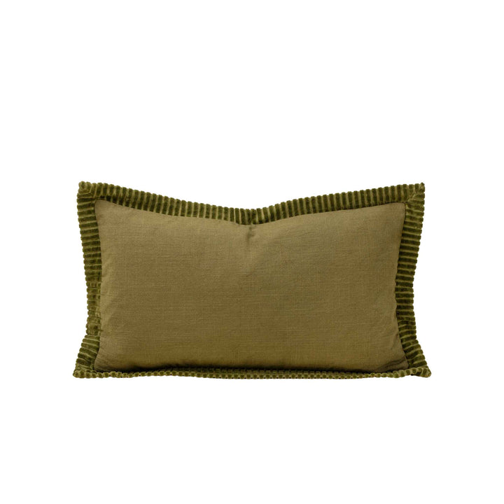 CORDED VELVET EDGE PILLOW, MOSS