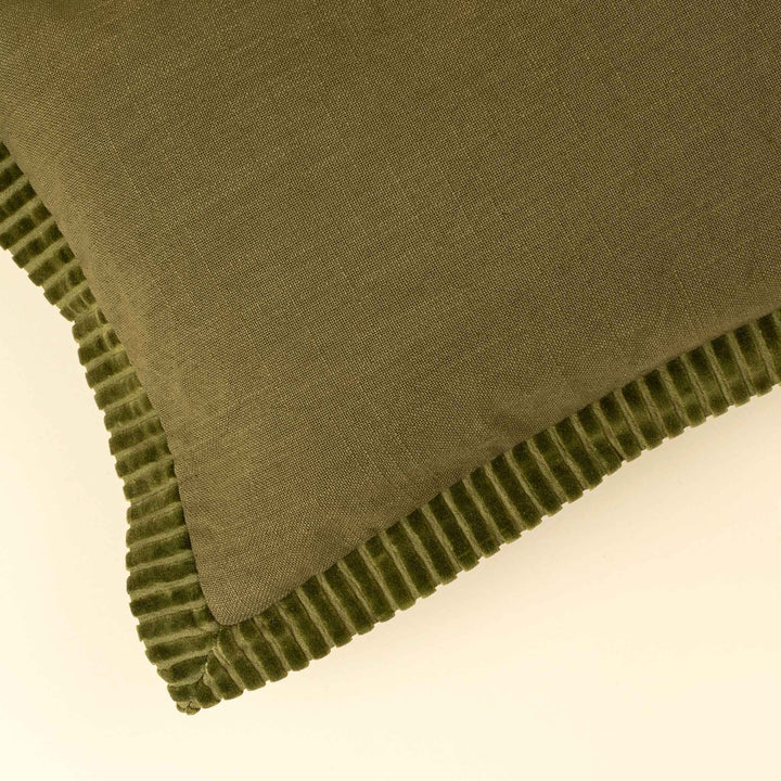 CORDED VELVET EDGE PILLOW, MOSS