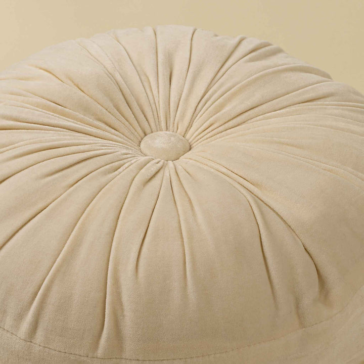 VELVET TUFT ROUND CUSHION, IVORY