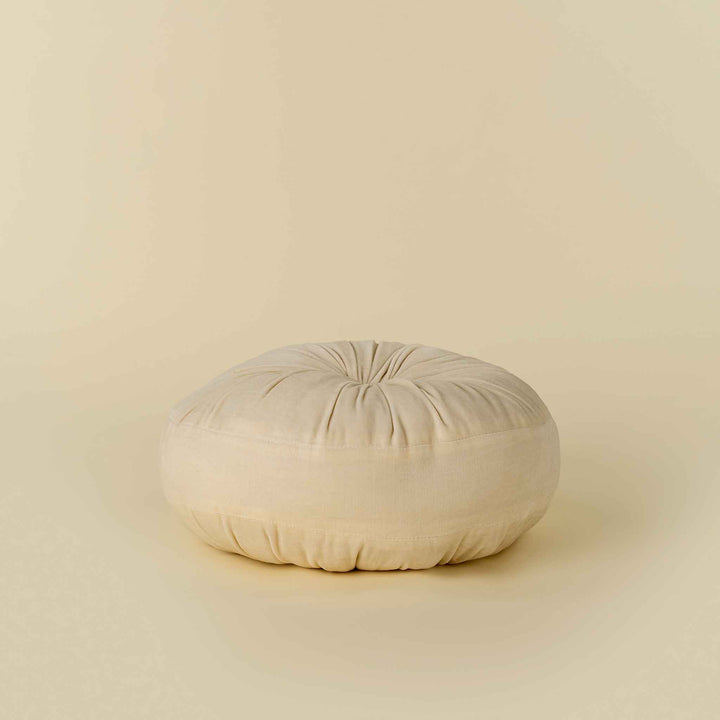 VELVET TUFT ROUND CUSHION, IVORY