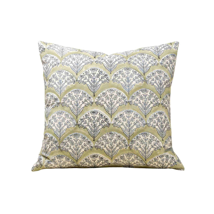 SAKURA BLOCK PRINT PILLOW, GREEN
