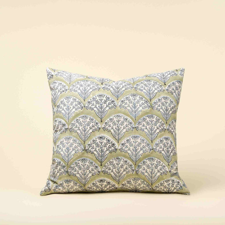 SAKURA BLOCK PRINT PILLOW, GREEN