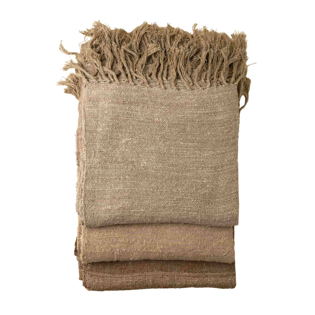 KNOX LINEN WEAVE THROW, BROWN
