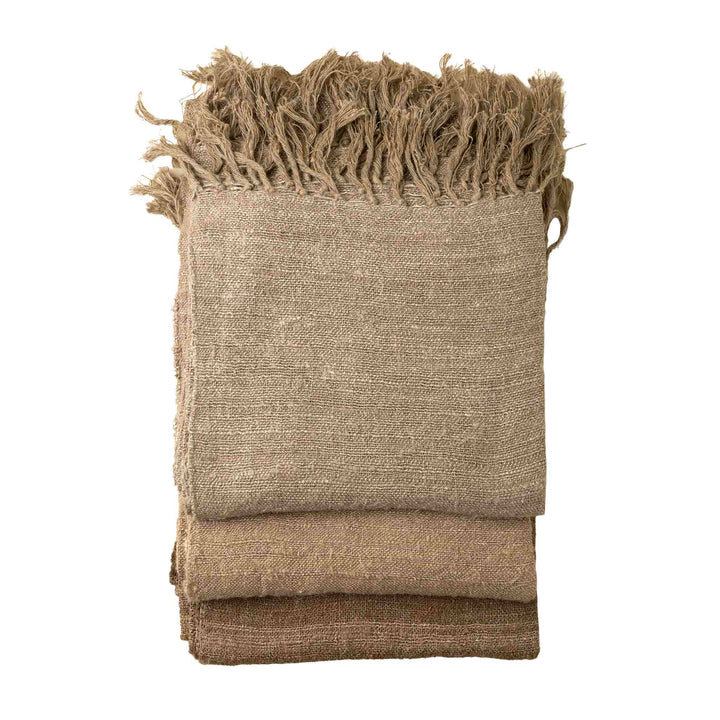 KNOX LINEN WEAVE THROW, BROWN