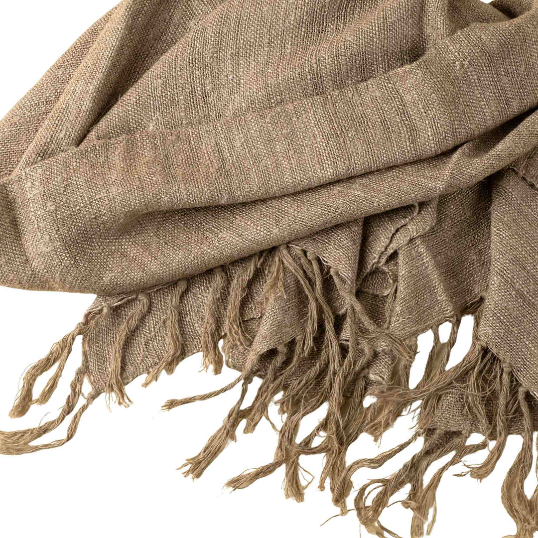 KNOX LINEN WEAVE THROW, BROWN