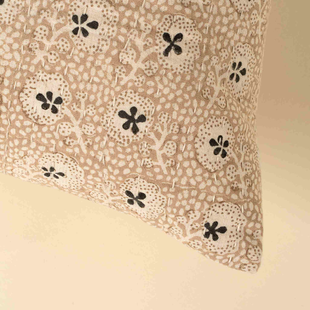 CLOVER BLOCK PRINT KANTHA PILLOW