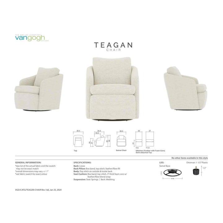 *IN STOCK* TEAGAN SWIVEL CHAIR, GR.16, HEMINGWAY SCOTCH