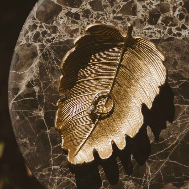ELM LEAF DISH, GOLD