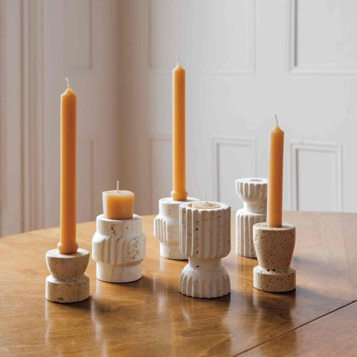 IONA TRAVERTINE CANDLE HOLDER