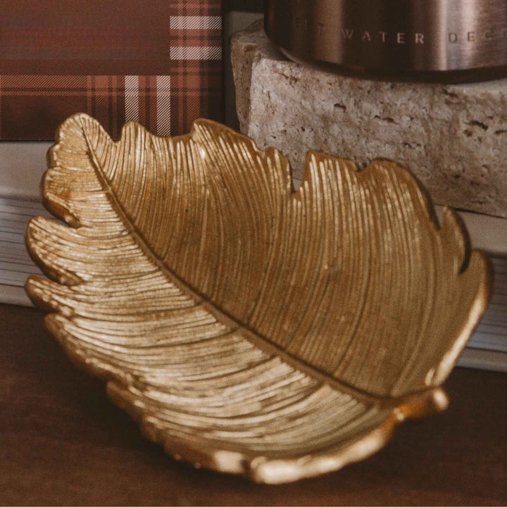 ELM LEAF DISH, GOLD