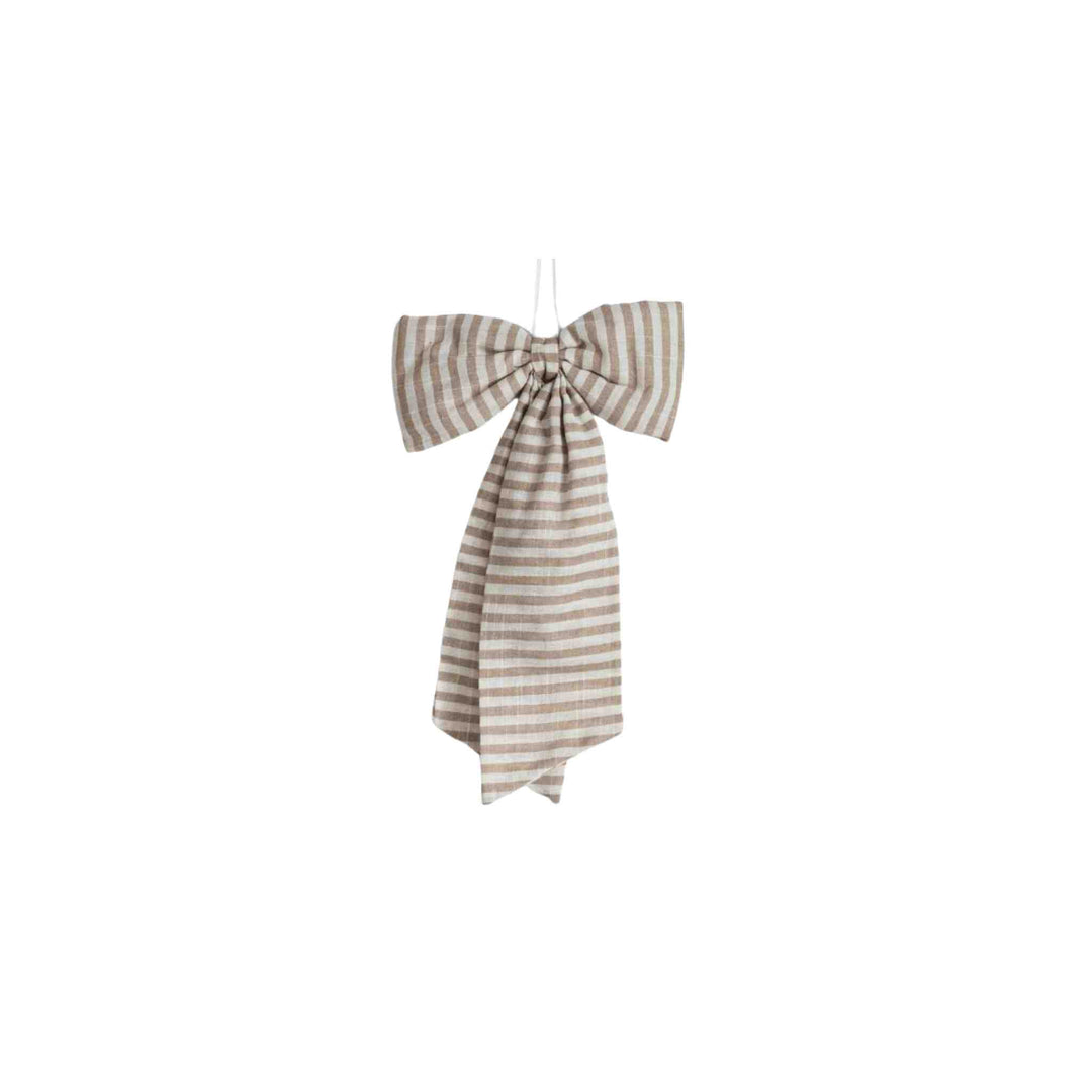 STRIPED BEIGE SAND FABRIC BOW