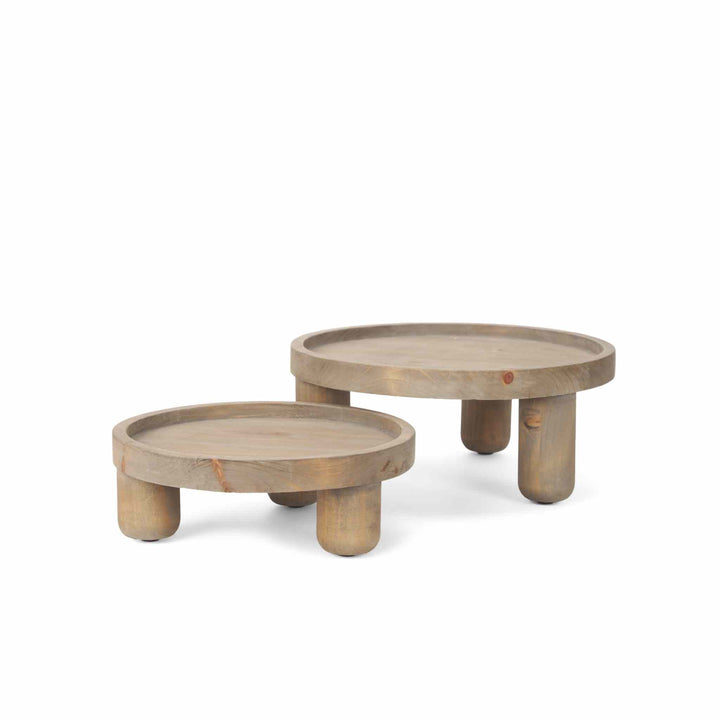 VERVE ROUND FOOTED WOOD TRAY