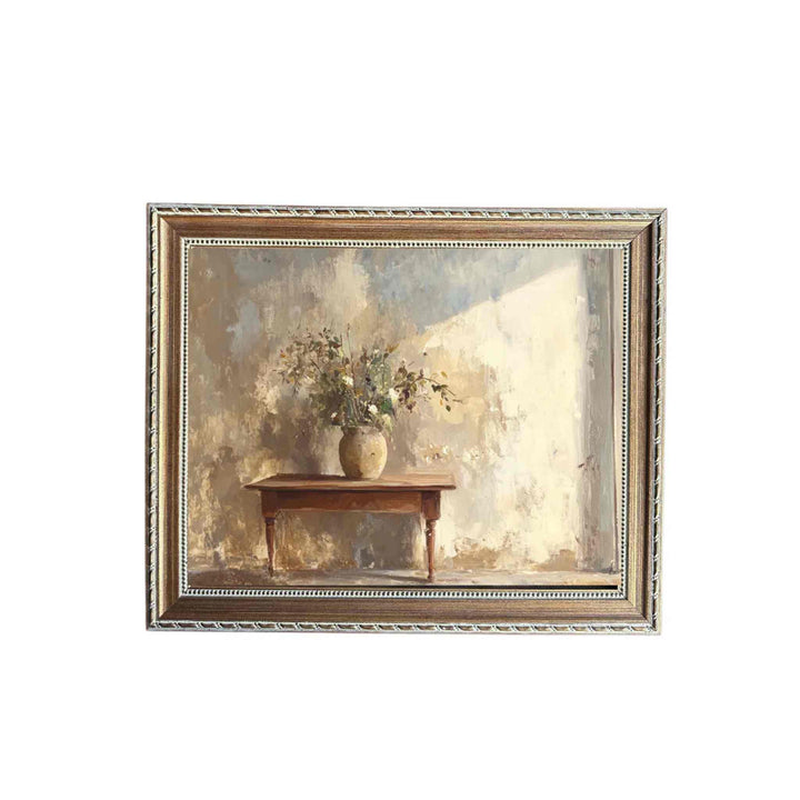 VINTAGE DRIED FLOWER POT, FRAMED ART