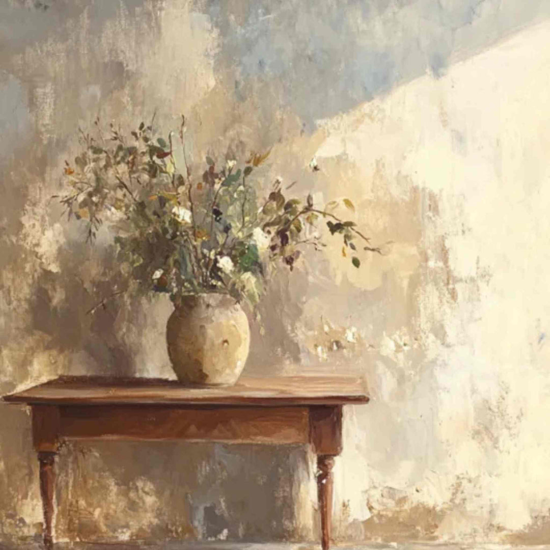 VINTAGE DRIED FLOWER POT, FRAMED ART