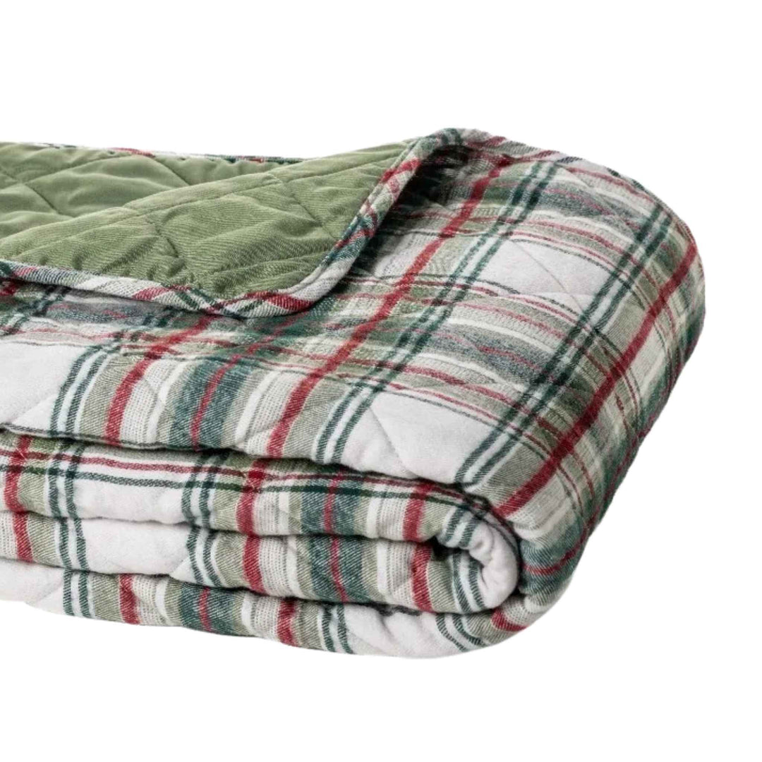 WOODY RED AND GREEN PLAID THROW