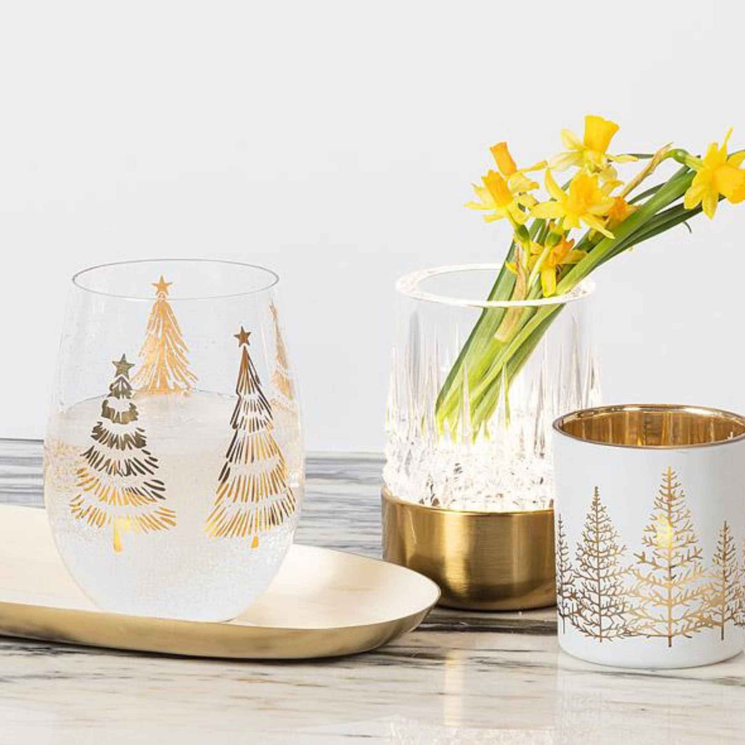 CHRISTMAS TREE STEMLESS WINE GLASS