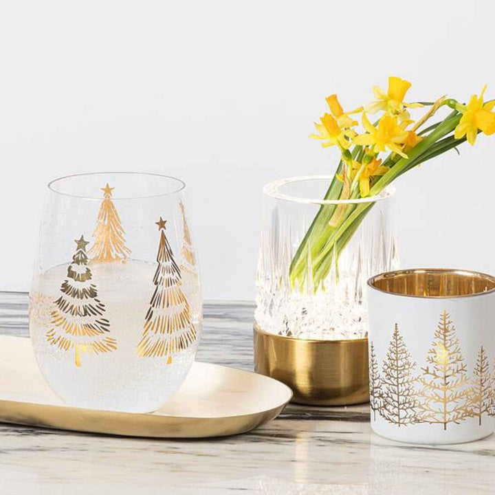 CHRISTMAS TREE STEMLESS WINE GLASS