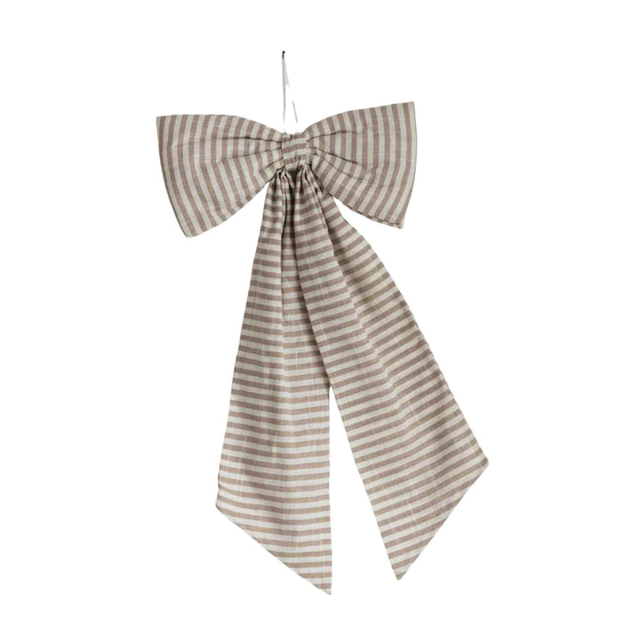 STRIPED BEIGE SAND FABRIC BOW