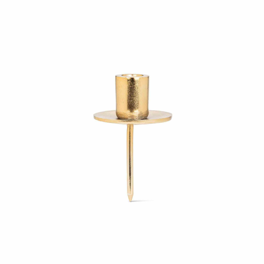 STRAIGHT TAPER HOLDER W/ STAKE, GOLD