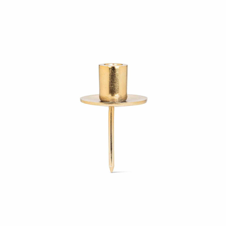 STRAIGHT TAPER HOLDER W/ STAKE, GOLD