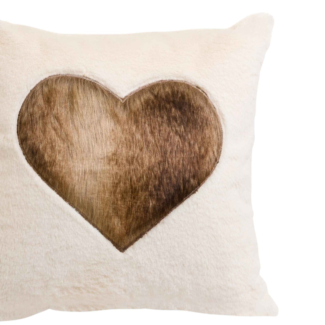 FAUX FUR HEART PILLOW