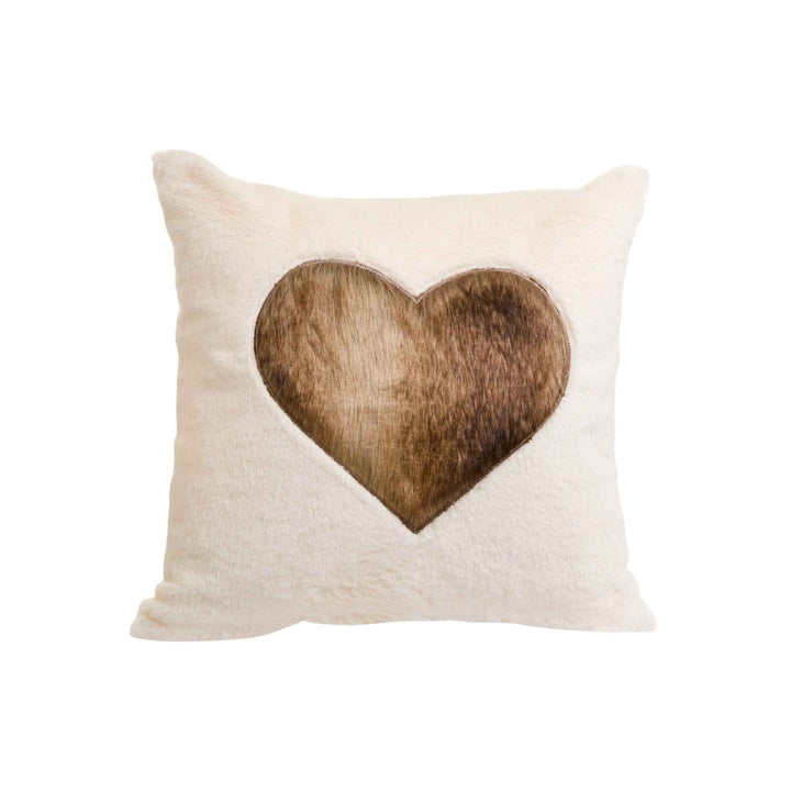 FAUX FUR HEART PILLOW