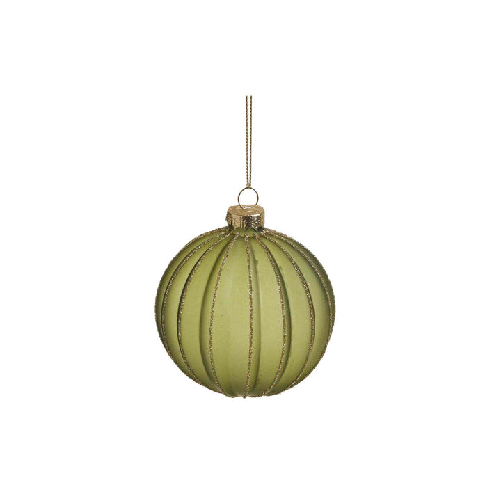 RIB GLASS GREEN ORNAMENT