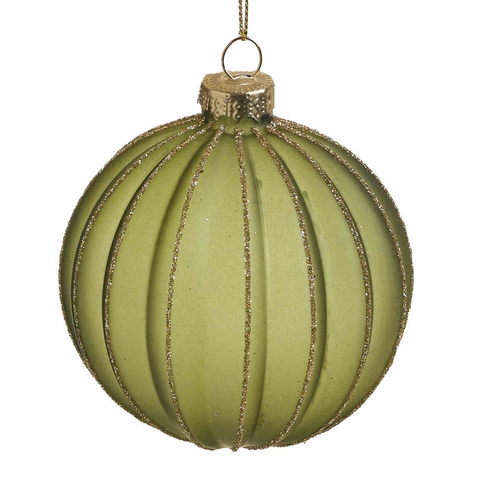RIB GLASS GREEN ORNAMENT
