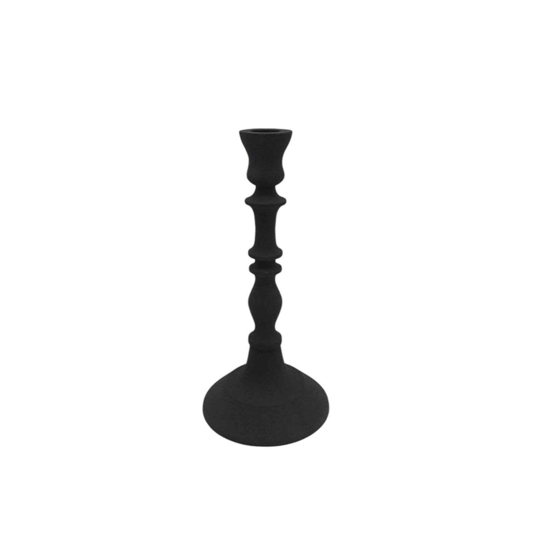 SCULPTED BLACK TAPER HOLDER