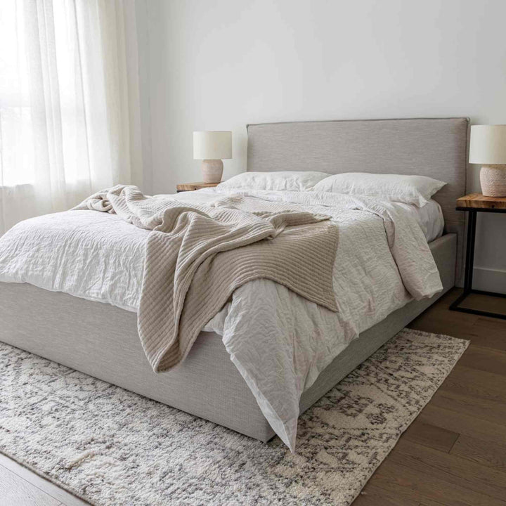 JULIA BED, SHORT HEADBOARD, SAND