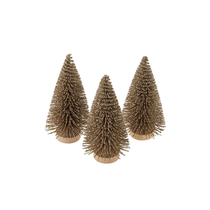 MINI BOTTLE BRUSH TREES, S/3, CHAMPAGNE