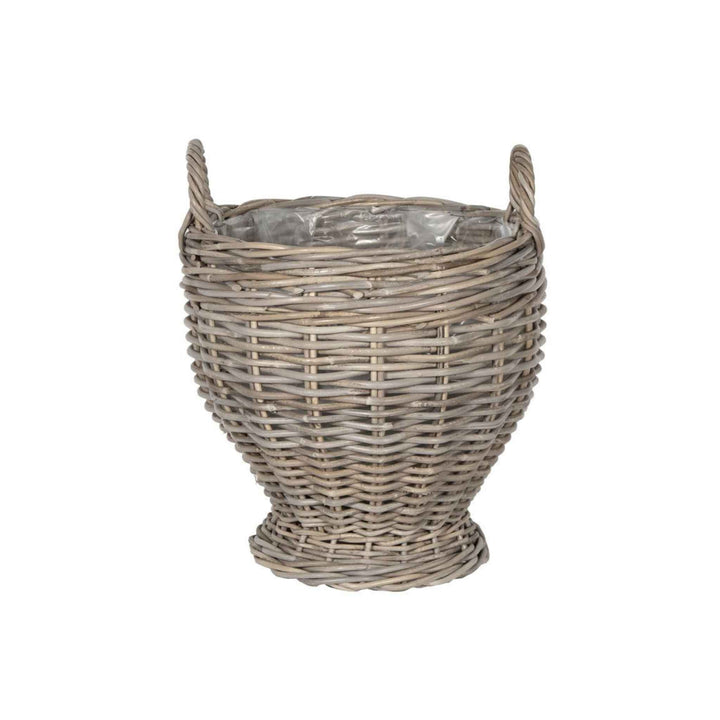 RATTAN URN W/ HANDLES