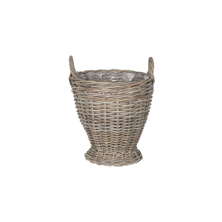 RATTAN URN W/ HANDLES