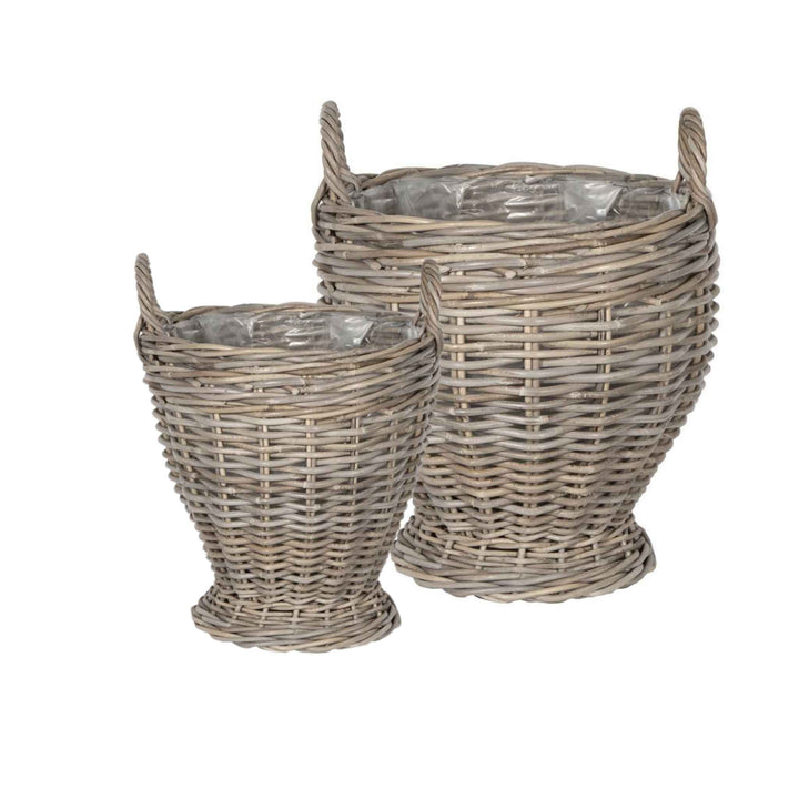 RATTAN URN W/ HANDLES