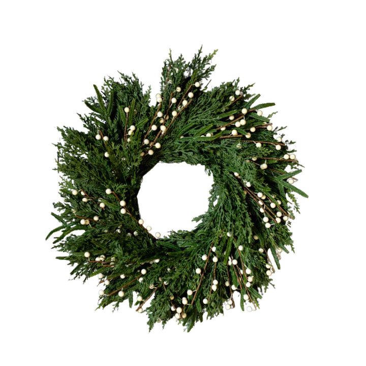 WHITE PLUM BERRY & CYPRESS WREATH