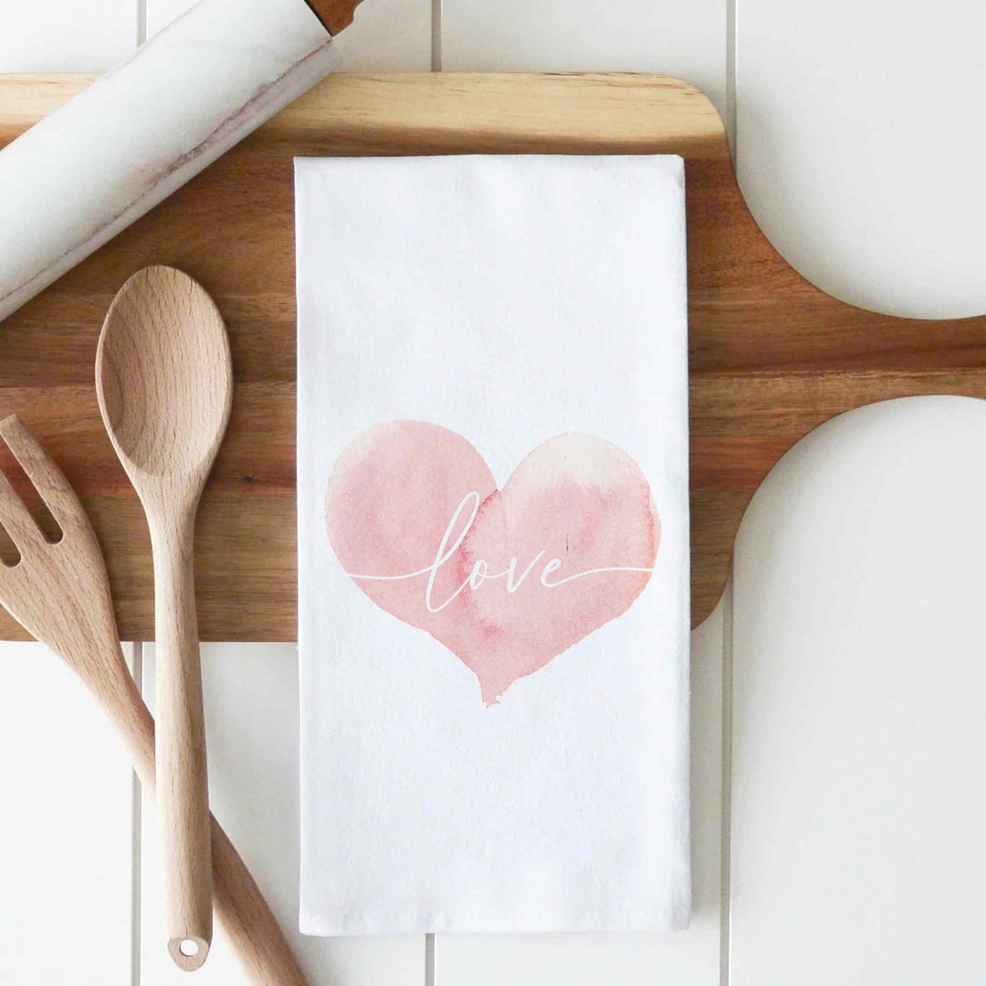 WATERCOLOUR HEART TEA TOWEL