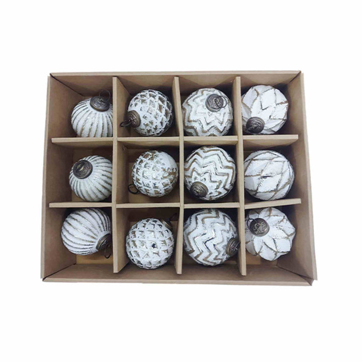 WHITE CHRISTMAS ORNAMENTS, 3"