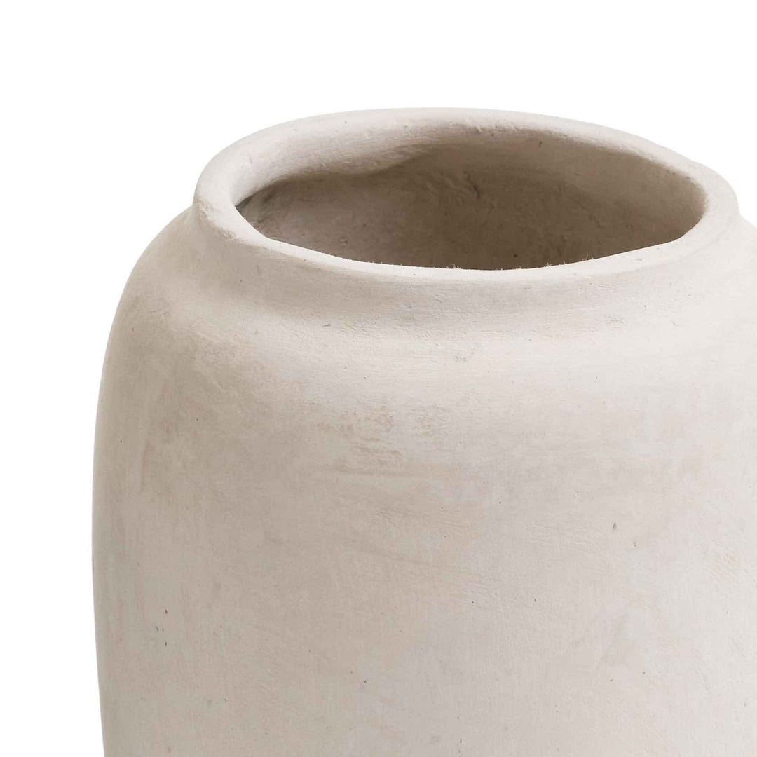 HANDMADE PAPER MACHE VASE, OFF WHITE