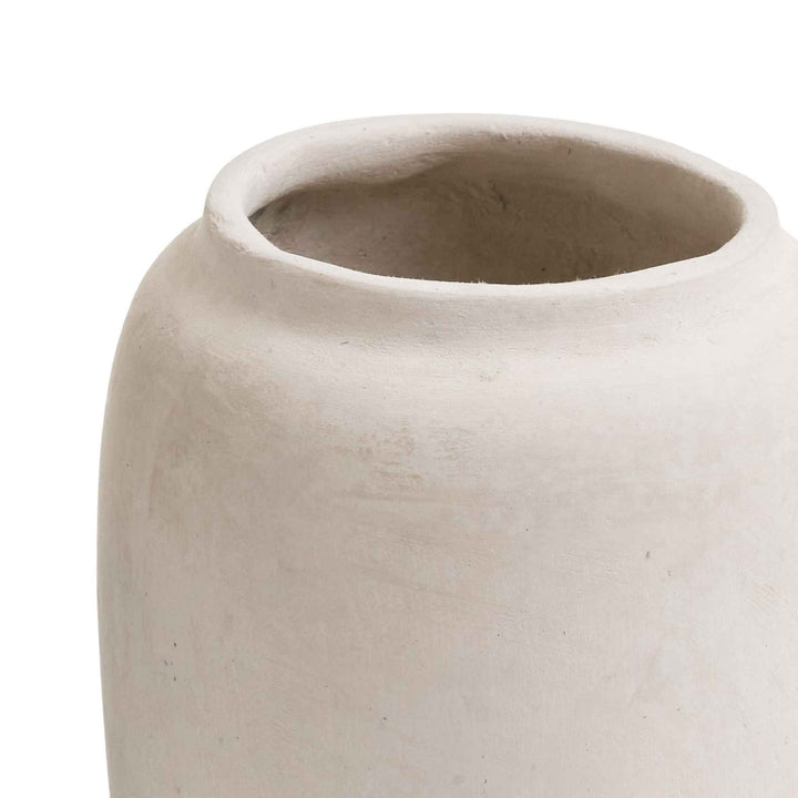 HANDMADE PAPER MACHE VASE, OFF WHITE