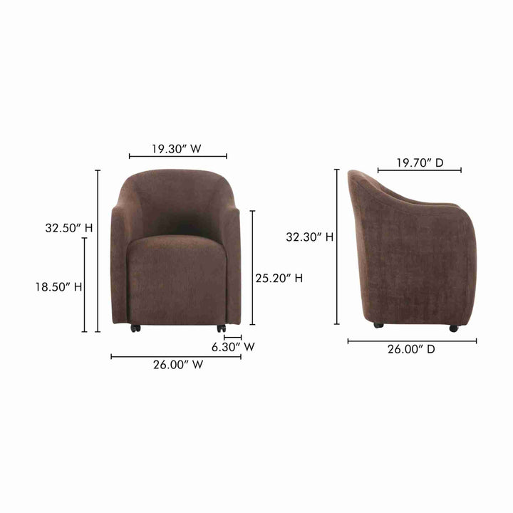DARBY ROLLING DINING CHAIR