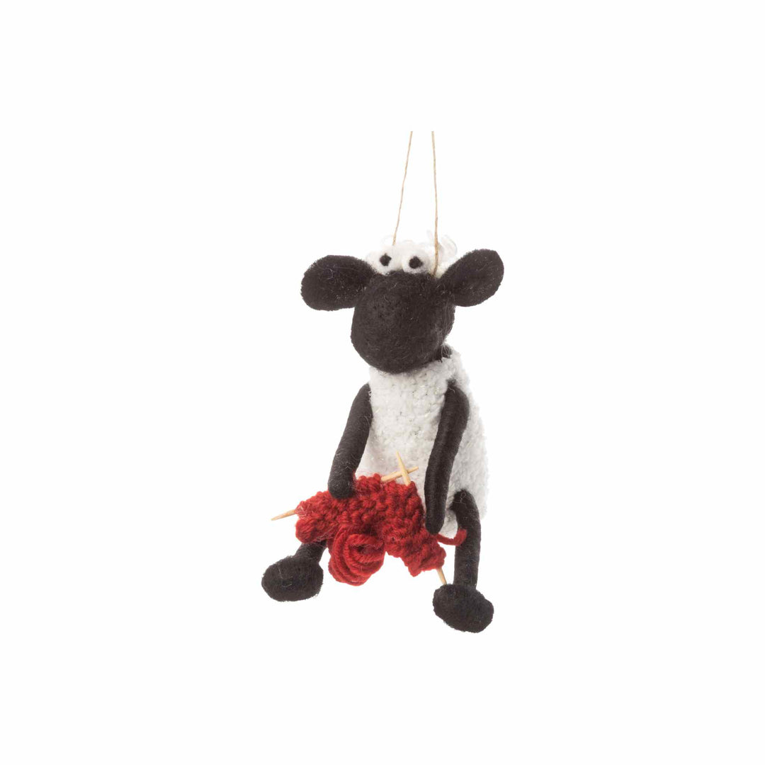 FELT SHEEP KNITTING ORNAMENT