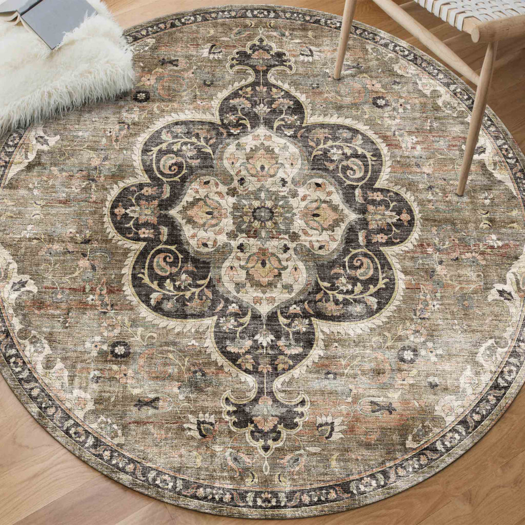 JOY WASHABLE RUG, BROWN BEIGE