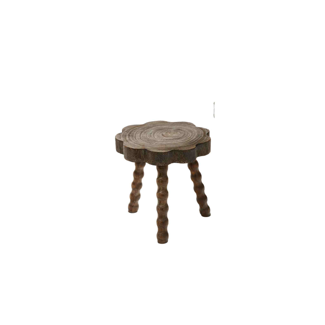 SCALLOP TOP ACCENT TABLE W/ BOBBIN LEGS