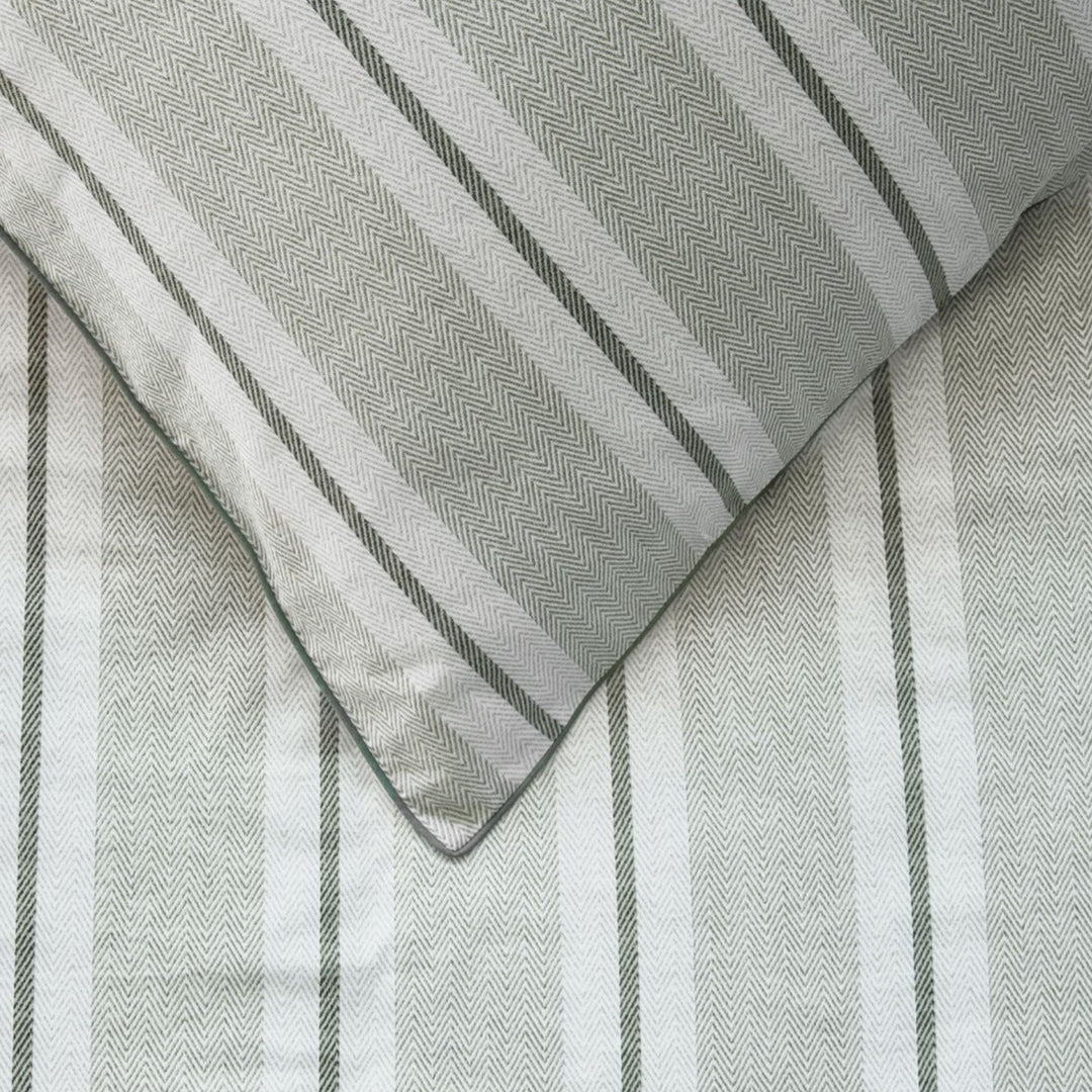 SILAS DUVET COVER SET, GREEN STRIPED