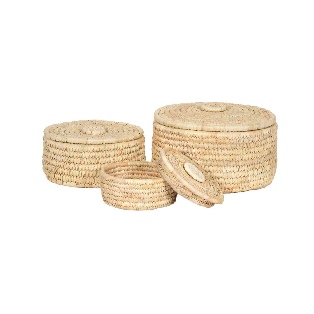 DATE PALM LIDDED BASKETS