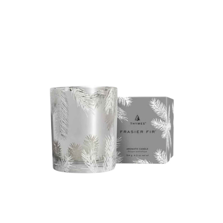 FRASIER FIR CANDLE, SILVER VESSEL
