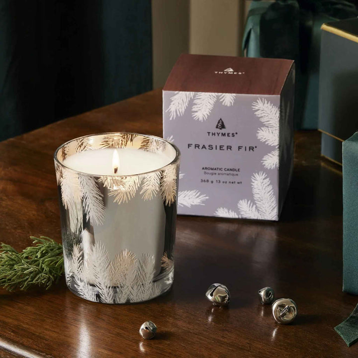 FRASIER FIR CANDLE, SILVER VESSEL