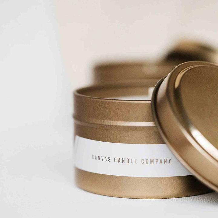 CANVAS GOLD TIN CANDLE